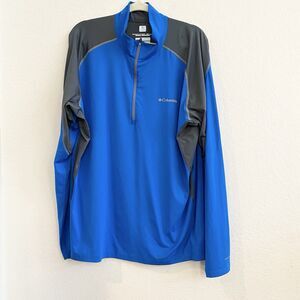 Columbia Freeze Degree Shirt‎ Mens Size XL Blue Gray Long Sleeve Half Zip